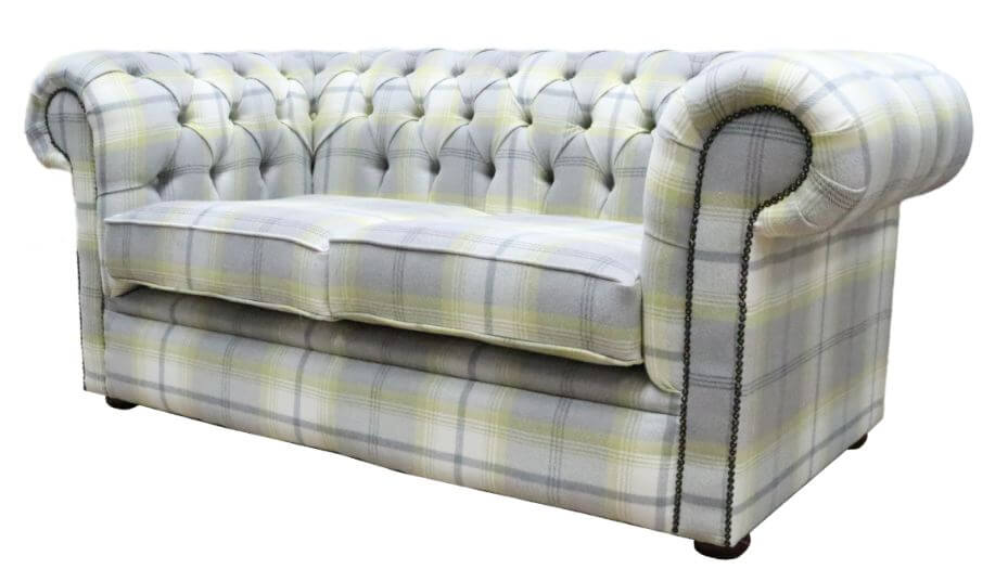 Product photograph of Chesterfield Genuine Tartan 2 Seater Sofa Balmoral Citrus Green Fabric In Classic Style from Chesterfield Sofas.