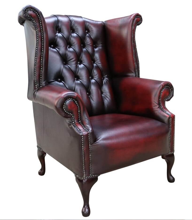 Product photograph of Chesterfield Handmade 1780 High Back Wing Chair Antique Oxblood Red Real Leather from Chesterfield Sofas