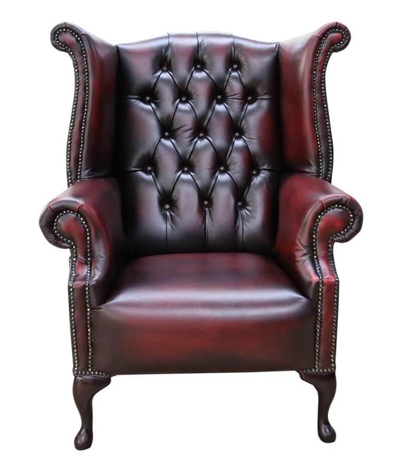 Product photograph of Chesterfield Handmade 1780 High Back Wing Chair Antique Oxblood Red Real Leather from Chesterfield Sofas.