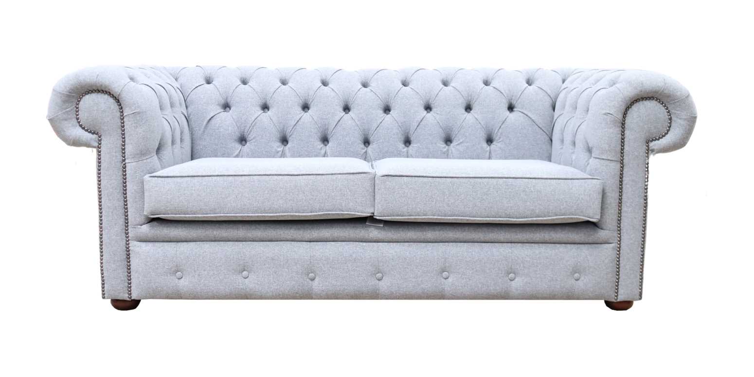 Product photograph of Chesterfield Handmade 2 5 Seater Sofa Catania Ash Grey Fabric In Classic Style from Chesterfield Sofas