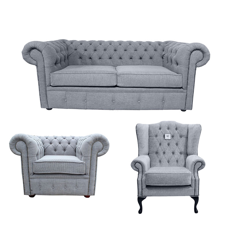 Product photograph of Chesterfield Handmade 2 Seater Club Chair Mallory Chair Verity Plain Steel Grey Fabric Sofa Suite from Chesterfield Sofas