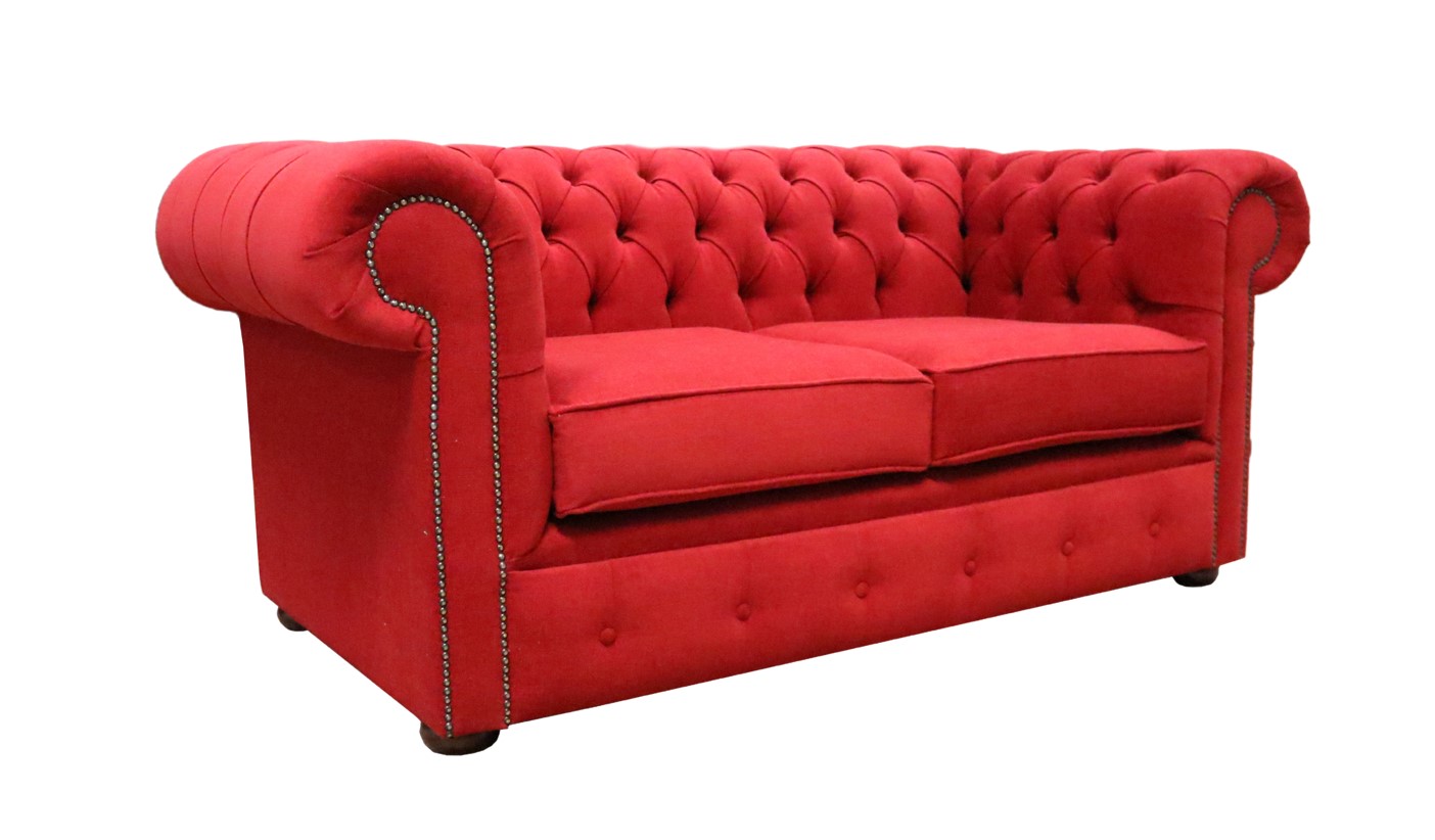 Product photograph of Chesterfield Handmade 2 Seater Sofa Cantare Cherry Red Easy Clean Fabric In Classic Style from Chesterfield Sofas.