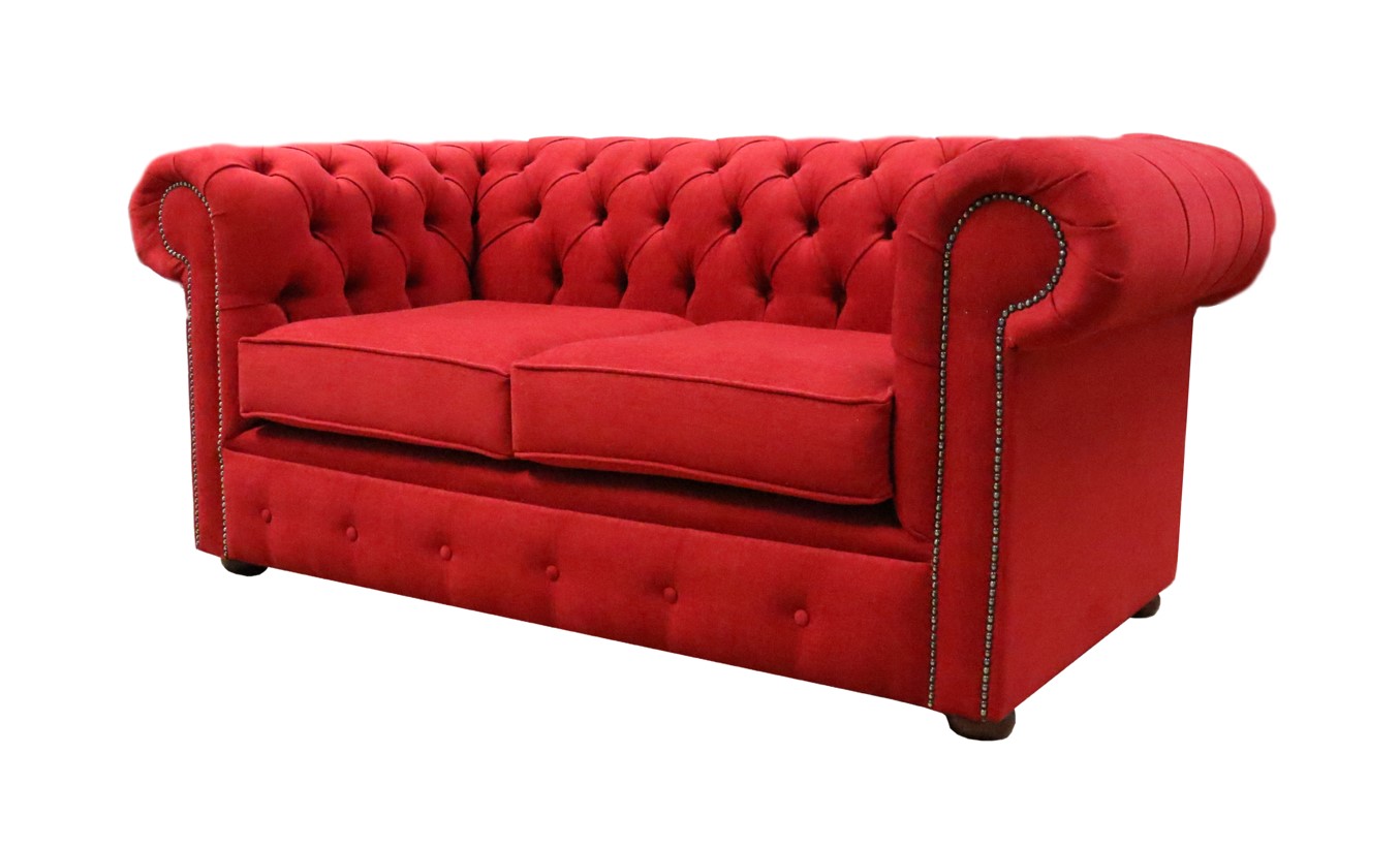 Product photograph of Chesterfield Handmade 2 Seater Sofa Cantare Cherry Red Easy Clean Fabric In Classic Style from Chesterfield Sofas.