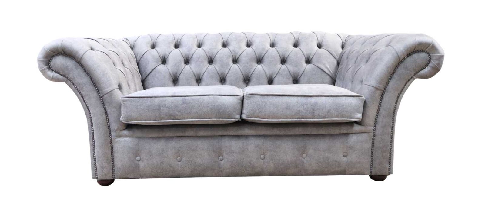 Product photograph of Chesterfield Handmade 2 Seater Sofa Oakland Taupe Grey Fabric In Balmoral Style from Chesterfield Sofas
