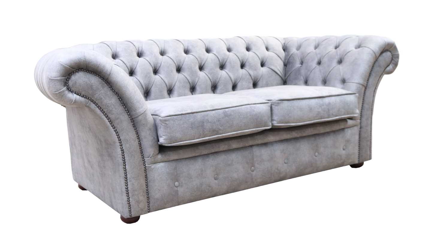 Product photograph of Chesterfield Handmade 2 Seater Sofa Oakland Taupe Grey Fabric In Balmoral Style from Chesterfield Sofas.