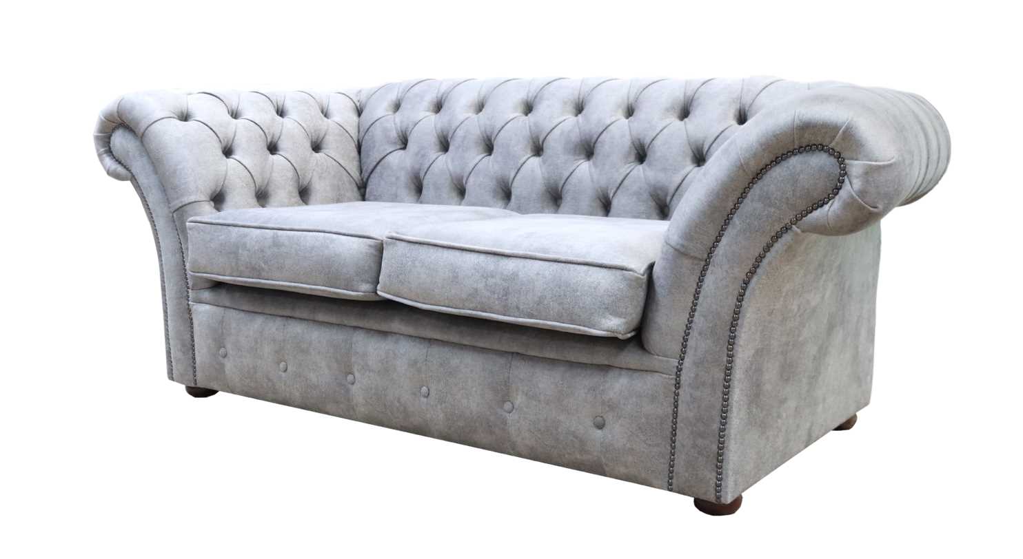 Product photograph of Chesterfield Handmade 2 Seater Sofa Oakland Taupe Grey Fabric In Balmoral Style from Chesterfield Sofas.