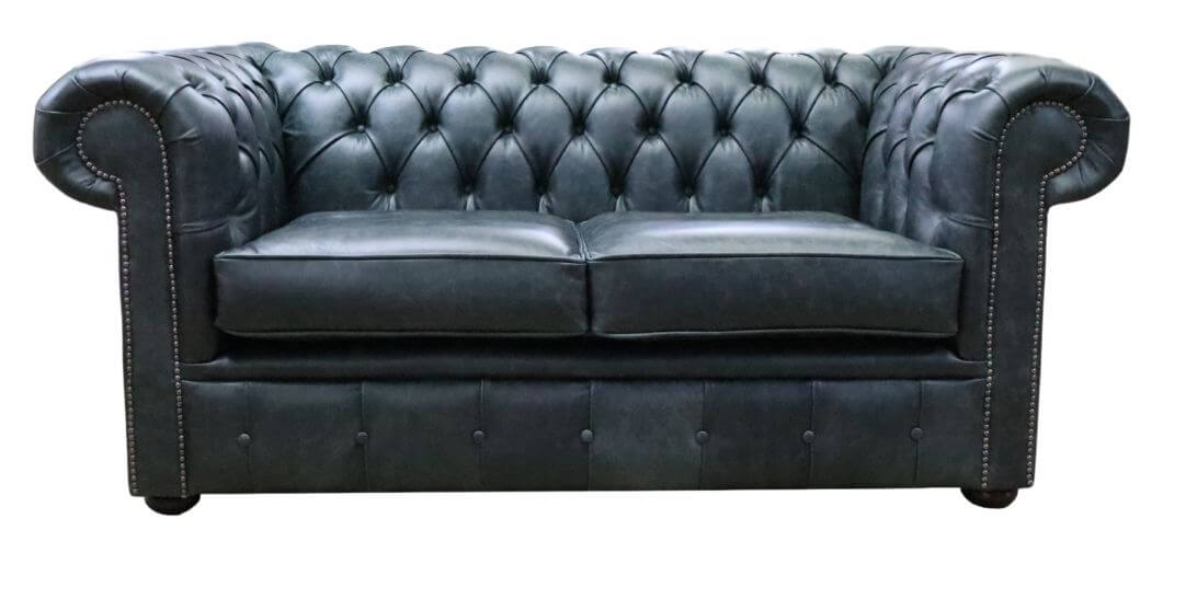 Product photograph of Chesterfield Handmade 2 Seater Sofa Settee Cracked Wax Black Real Leather In Stock from Chesterfield Sofas