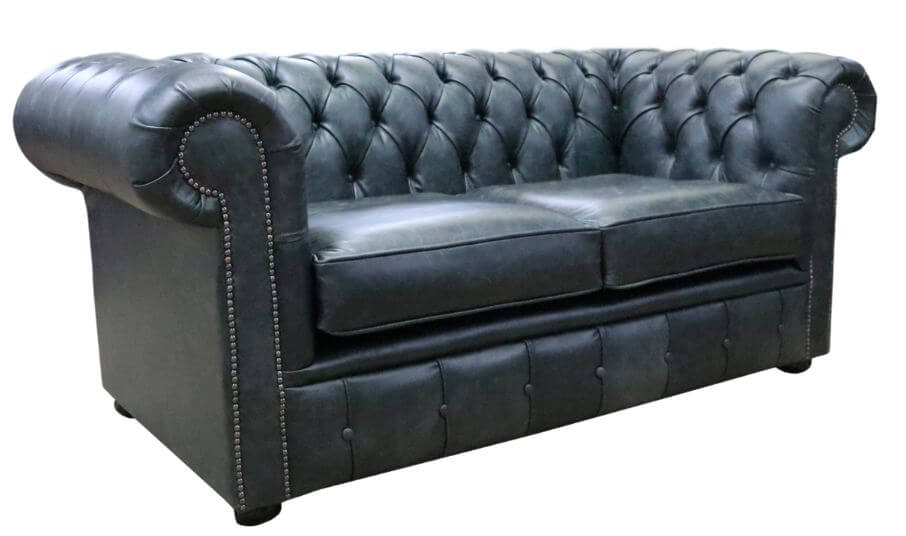Product photograph of Chesterfield Handmade 2 Seater Sofa Settee Cracked Wax Black Real Leather In Stock from Chesterfield Sofas.