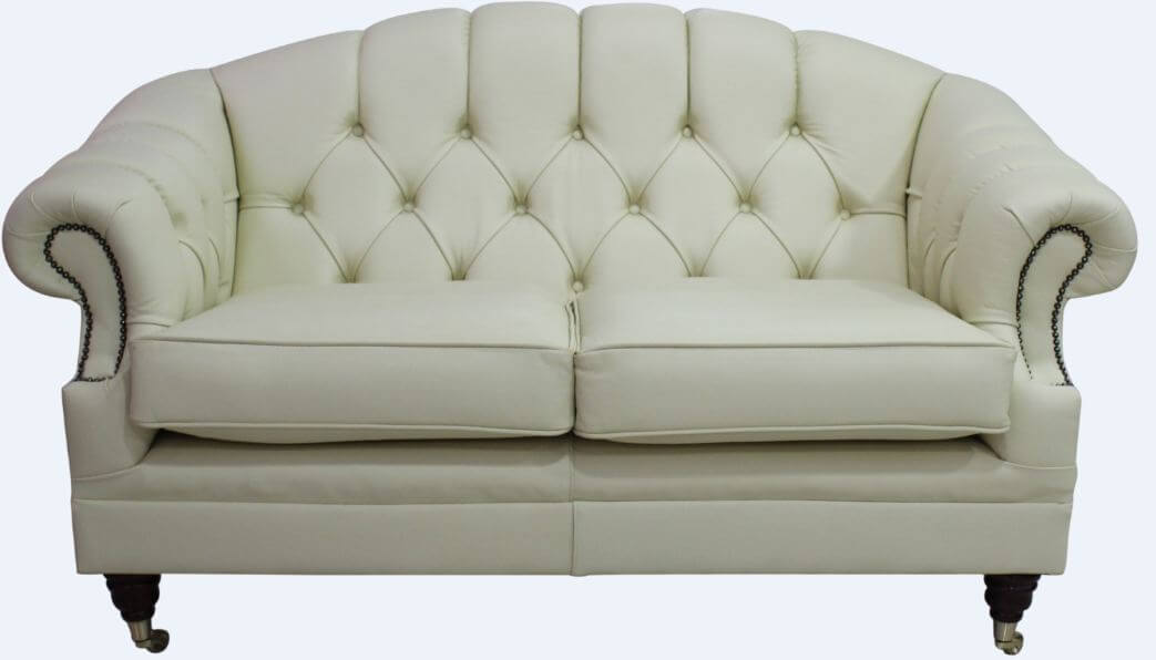 Product photograph of Chesterfield Handmade 2 Seater Sofa Settee Cream Real Leather In Victoria Style from Chesterfield Sofas