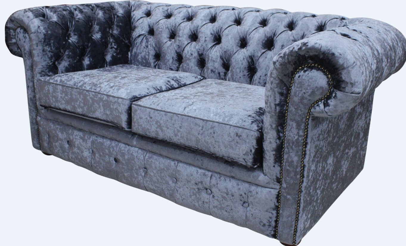 Product photograph of Chesterfield Handmade 2 Seater Sofa Settee Senso Dusk Blue Velvet In Classic Style from Chesterfield Sofas.