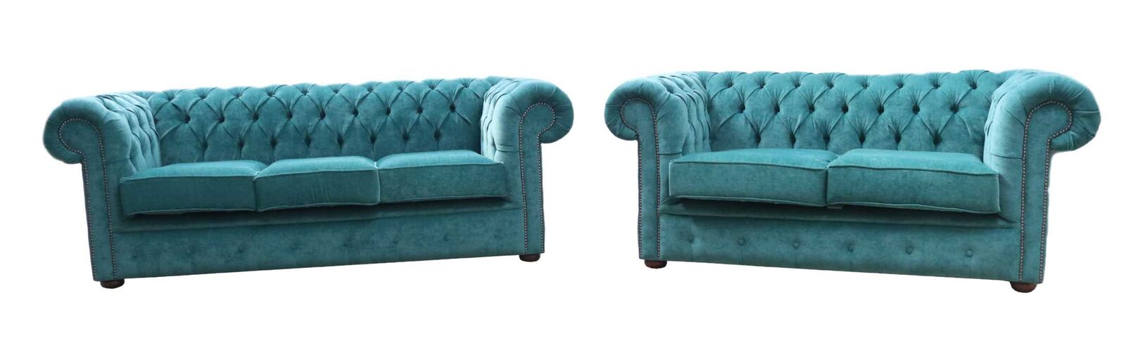 Product photograph of Chesterfield Handmade 3 2 Seater Sofa Suite Pimlico Petrol Fabric In Classic Style from Chesterfield Sofas.