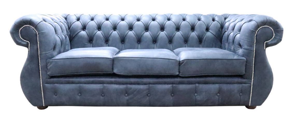 Product photograph of Chesterfield Handmade 3 Seater Sofa Concrete Black Leather In Kimberley Style from Chesterfield Sofas