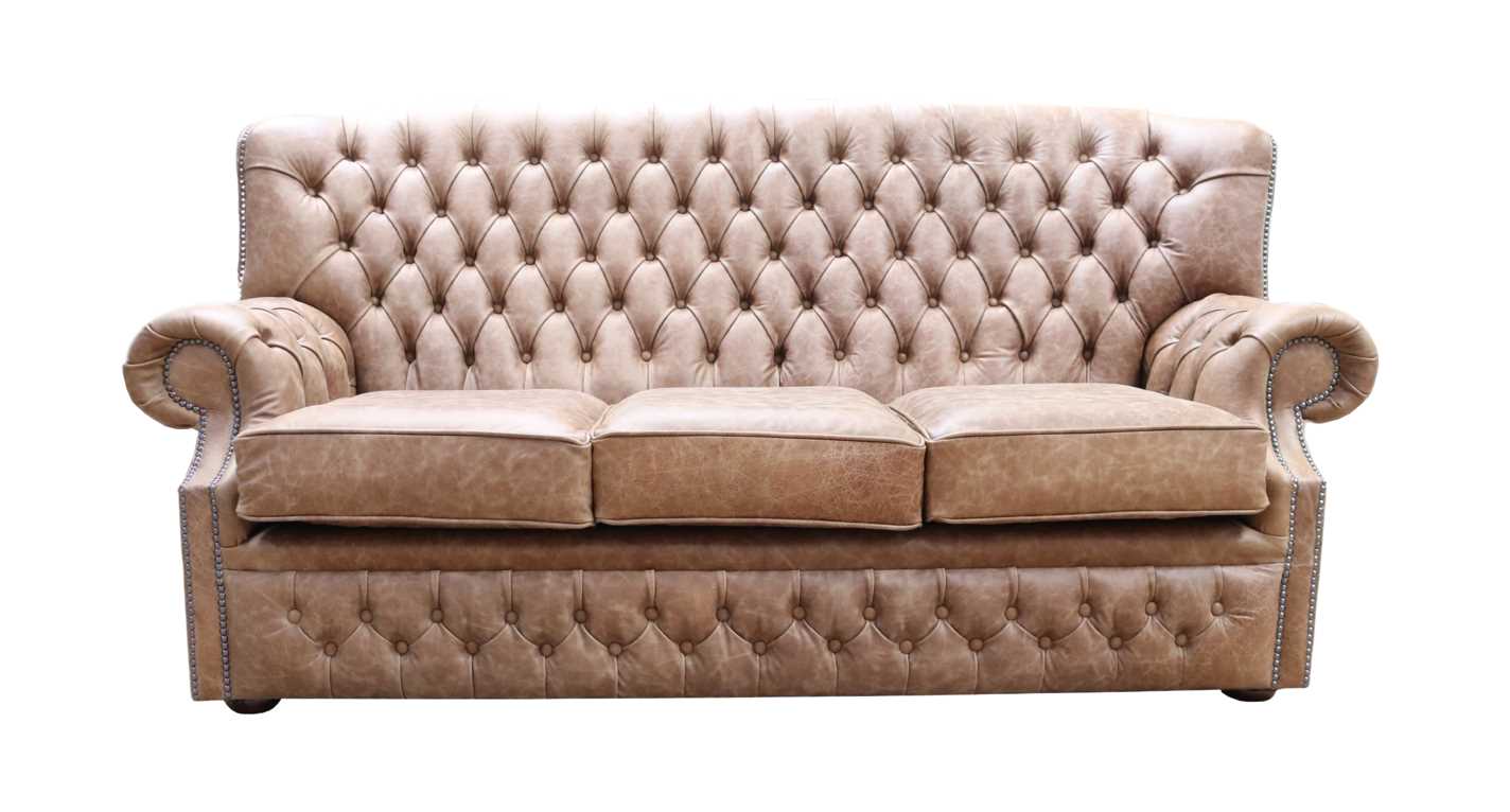 Product photograph of Chesterfield Handmade 3 Seater Sofa Cracked Wax Tan Leather In Monks Style from Chesterfield Sofas