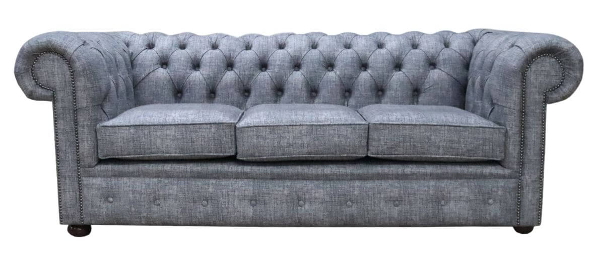 Product photograph of Chesterfield Handmade 3 Seater Sofa Maya Charcoal Grey Fabric In Classic Style from Chesterfield Sofas