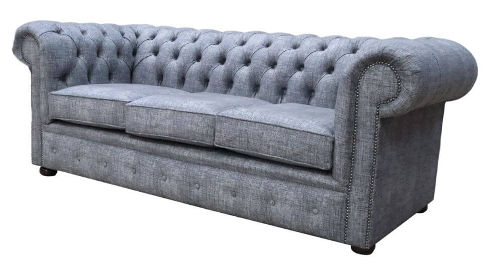 Product photograph of Chesterfield Handmade 3 Seater Sofa Maya Charcoal Grey Fabric In Classic Style from Chesterfield Sofas.