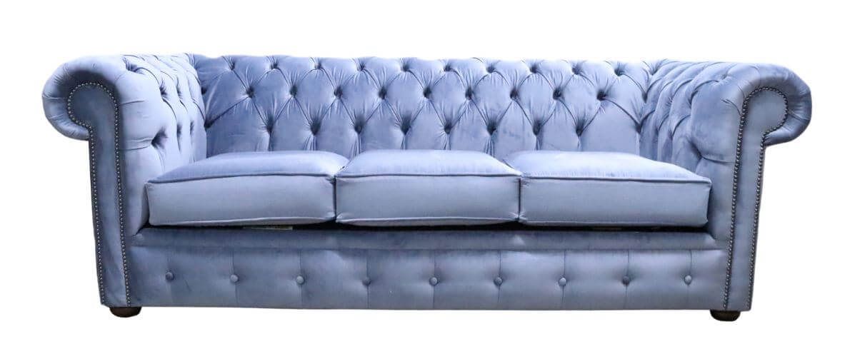 Product photograph of Chesterfield Handmade 3 Seater Sofa Medici Air Force Blue Fabric In Classic Style from Chesterfield Sofas
