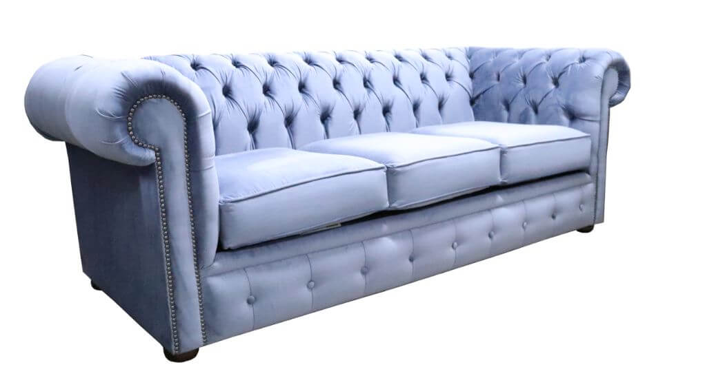 Product photograph of Chesterfield Handmade 3 Seater Sofa Medici Air Force Blue Fabric In Classic Style from Chesterfield Sofas.
