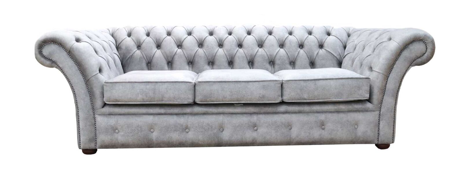 Product photograph of Chesterfield Handmade 3 Seater Sofa Oakland Taupe Grey Fabric In Balmoral Style from Chesterfield Sofas