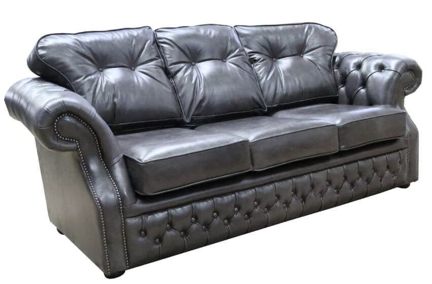 Product photograph of Chesterfield Handmade 3 Seater Sofa Old English Storm Black Leather In Era Style from Chesterfield Sofas.