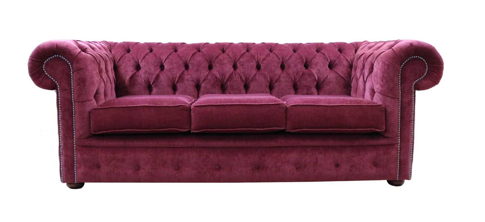 Product photograph of Chesterfield Handmade 3 Seater Sofa Pimlico Burgandy Fabric In Classic Style from Chesterfield Sofas