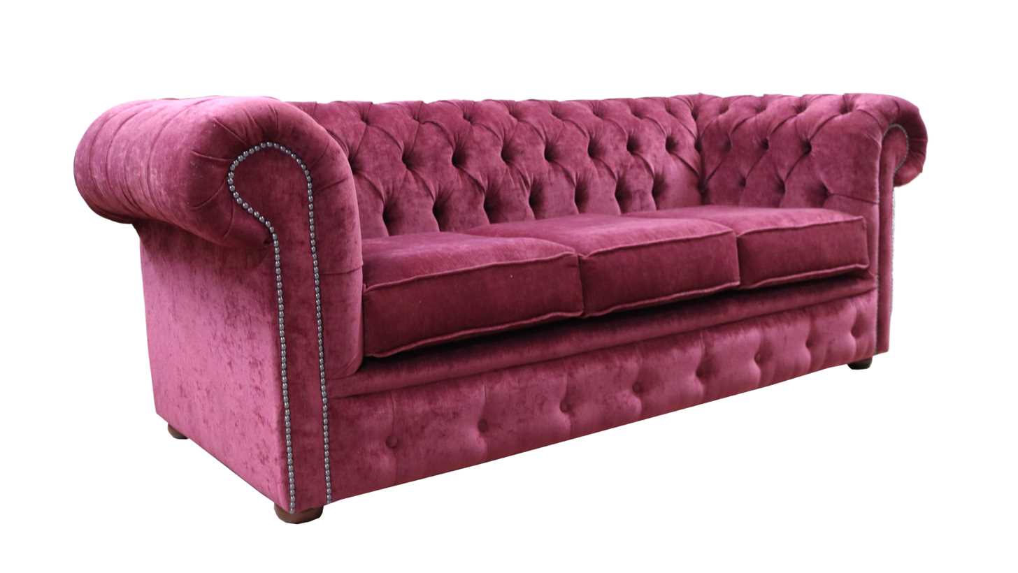 Product photograph of Chesterfield Handmade 3 Seater Sofa Pimlico Burgandy Fabric In Classic Style from Chesterfield Sofas.