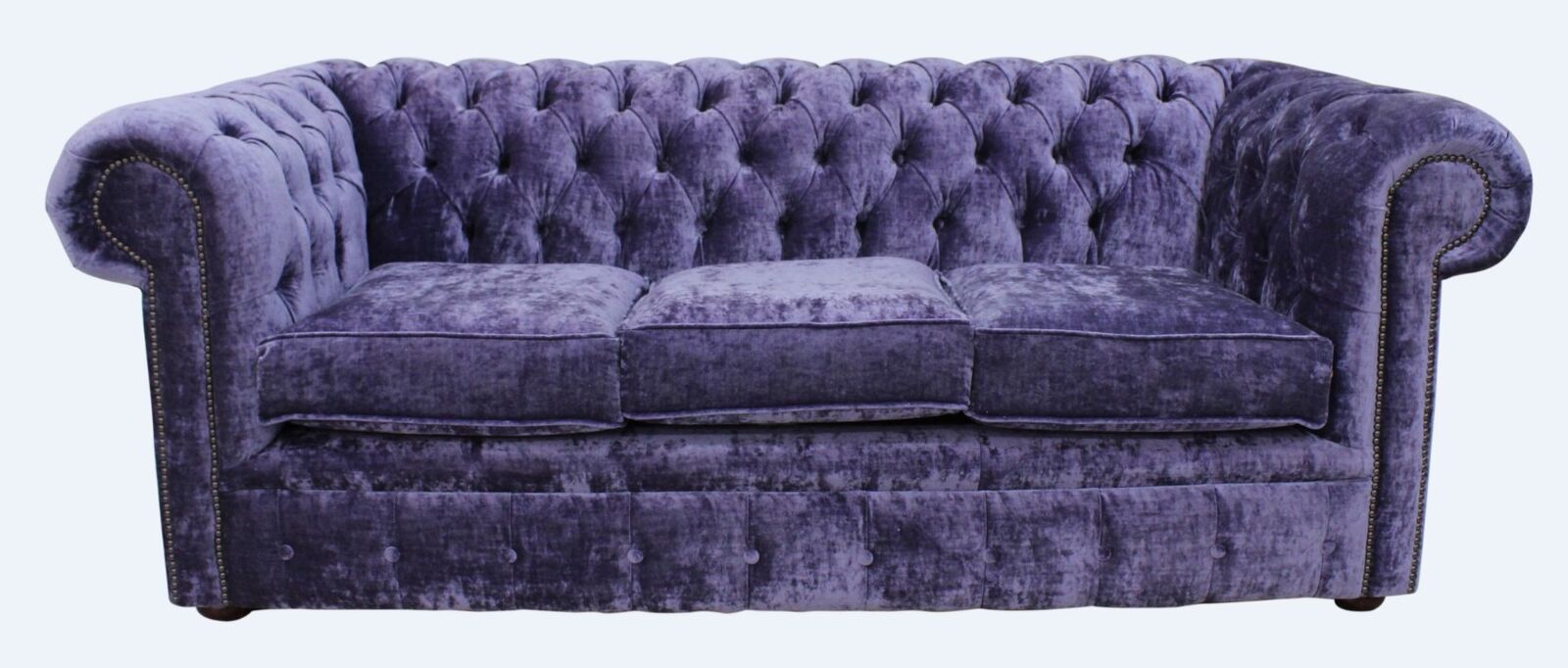 Product photograph of Chesterfield Handmade 3 Seater Sofa Settee Modena Lilac Purple Velvet Fabric In Classic Style from Chesterfield Sofas