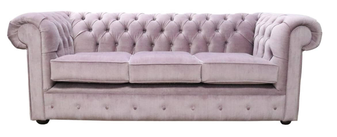 Product photograph of Chesterfield Handmade 3 Seater Sofa Settee Odyssey Lavender Purple Fabric In Classic Style from Chesterfield Sofas