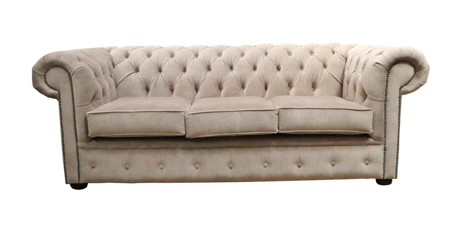 Product photograph of Chesterfield Handmade 3 Seater Sofa Settee Odyssey Parchment Cream Fabric In Classic Style from Chesterfield Sofas