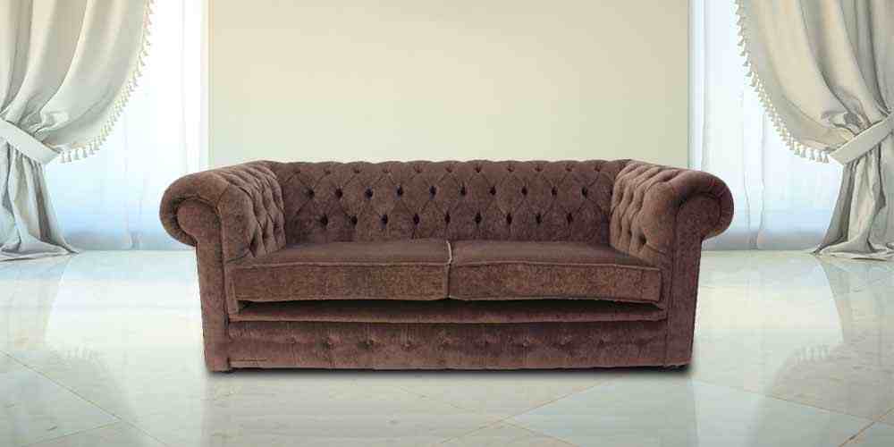 Product photograph of Chesterfield Handmade 3 Seater Sofa Settee Pimlico Chocolate Brown Fabric In Classic Style from Chesterfield Sofas