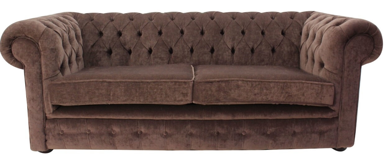 Product photograph of Chesterfield Handmade 3 Seater Sofa Settee Pimlico Chocolate Brown Fabric In Classic Style from Chesterfield Sofas.