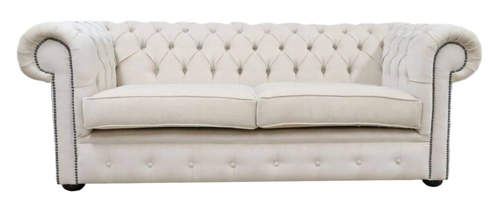 Product photograph of Chesterfield Handmade 3 Seater Sofa Settee Pimlico Cream Fabric In Classic Style from Chesterfield Sofas.
