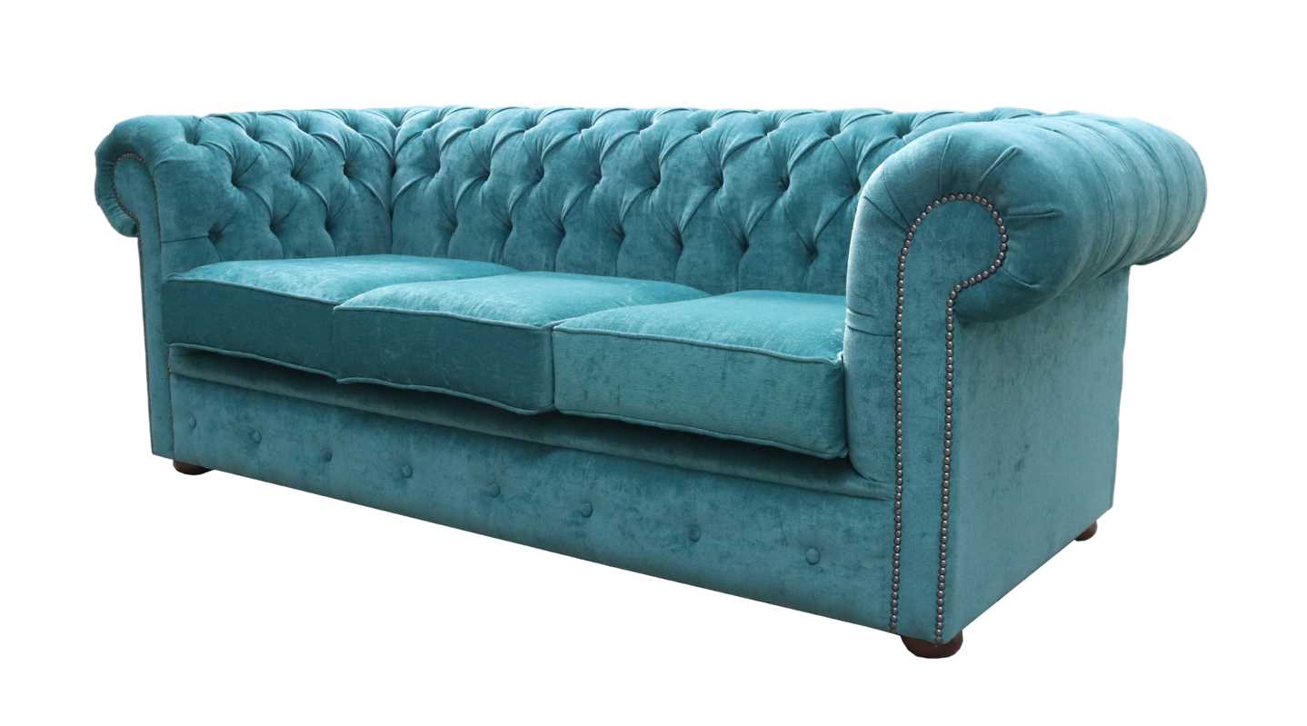 Product photograph of Chesterfield Handmade 3 Seater Sofa Settee Pimlico Petrol Fabric In Classic Style from Chesterfield Sofas.