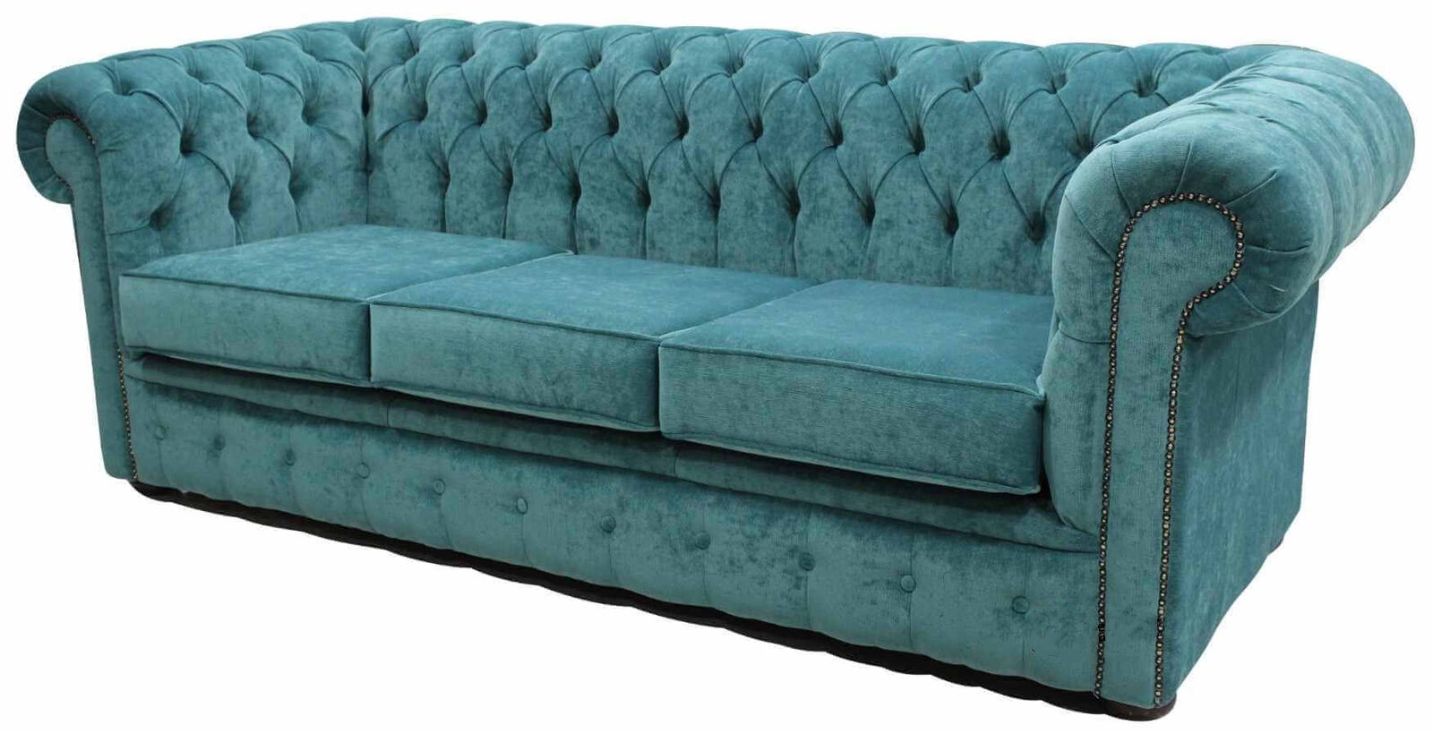 Product photograph of Chesterfield Handmade 3 Seater Sofa Settee Pimlico Teal Blue Fabric In Classic Style from Chesterfield Sofas.