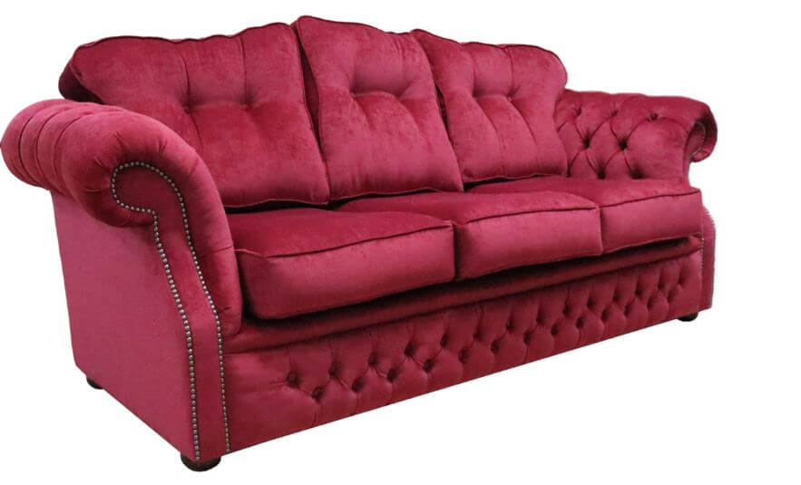 Product photograph of Chesterfield Handmade 3 Seater Sofa Settee Pimlico Wine Red Fabric In Era Style from Chesterfield Sofas.