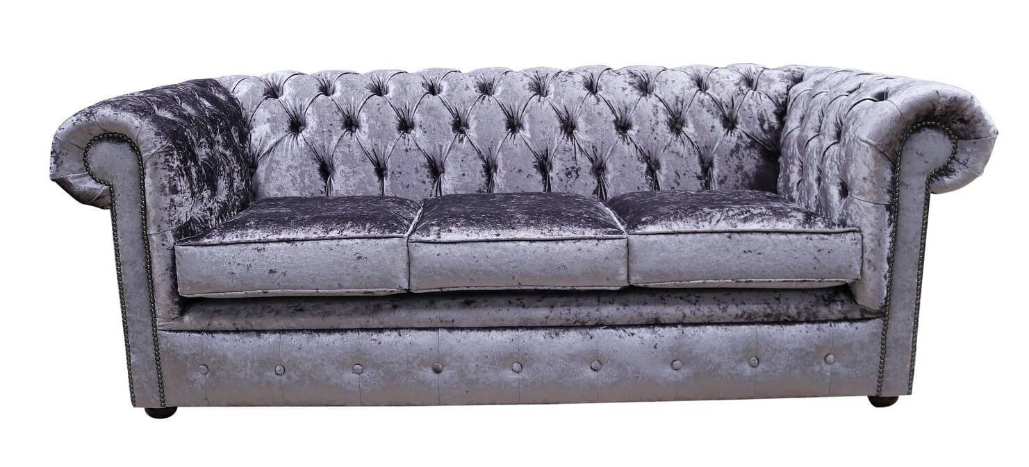 Product photograph of Chesterfield Handmade 3 Seater Sofa Settee Senso Fondant Blue Velvet Fabric In Classic Style from Chesterfield Sofas