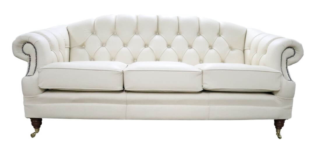 Product photograph of Chesterfield Handmade 3 Seater Sofa Settee Shelly Beige Cream Leather In Victoria Style from Chesterfield Sofas