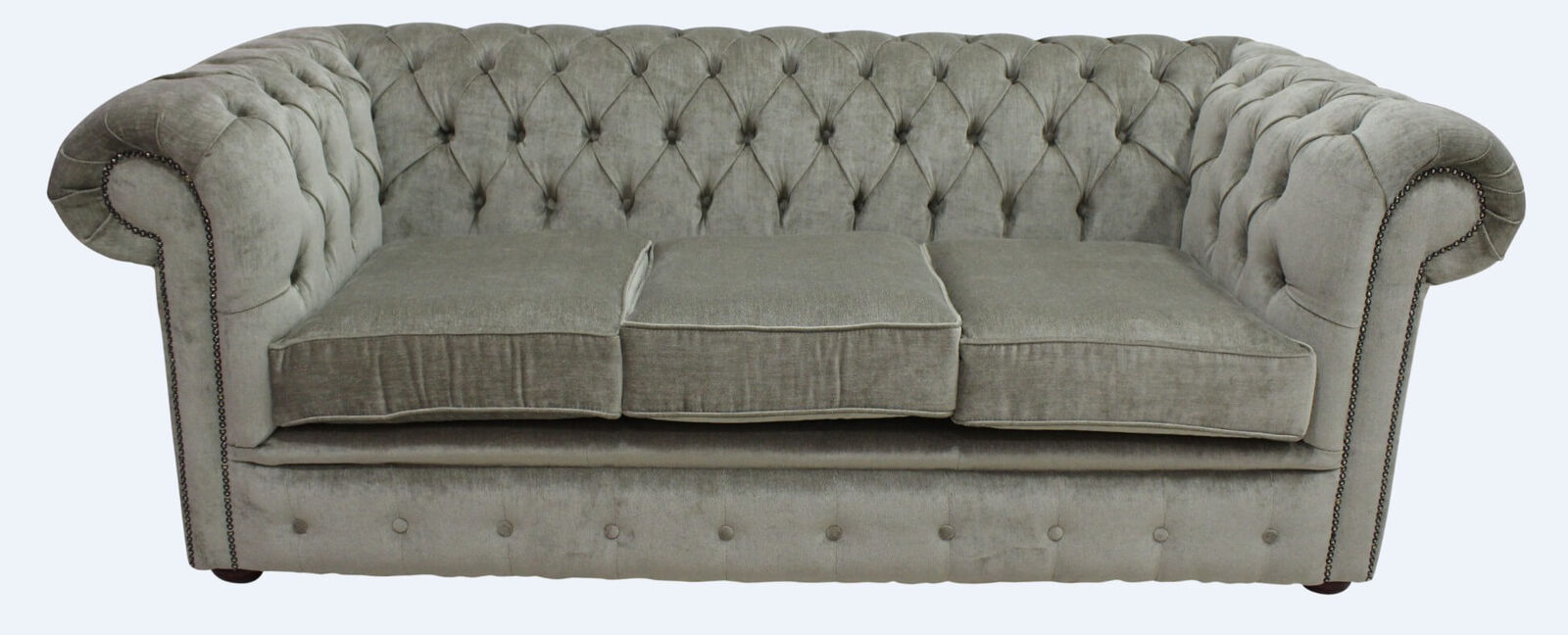 Product photograph of Chesterfield Handmade 3 Seater Sofa Settee Velluto Sage Green Fabric In Classic Style from Chesterfield Sofas