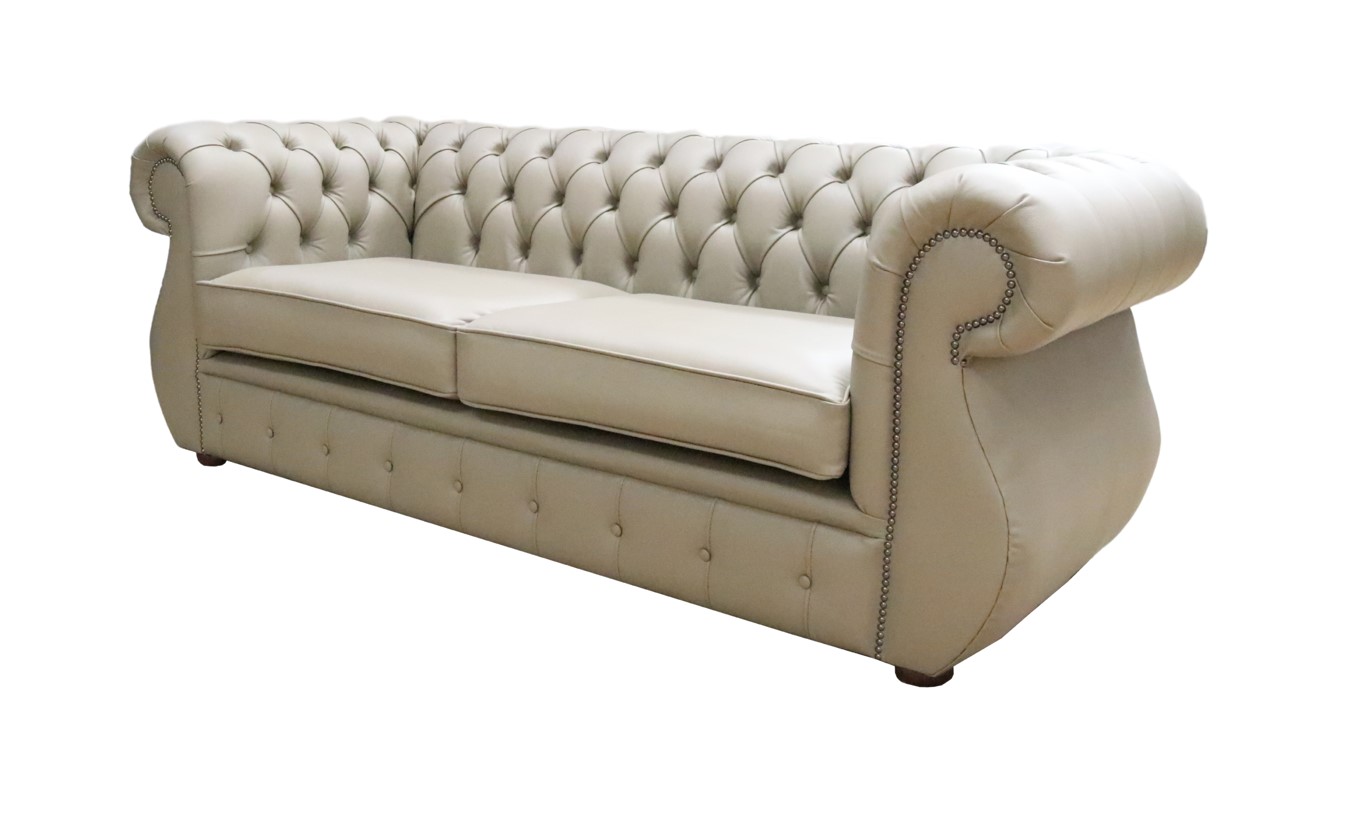 Product photograph of Chesterfield Handmade 3 Seater Sofa Shelly Ash Real Leather In Kimberley Style from Chesterfield Sofas.