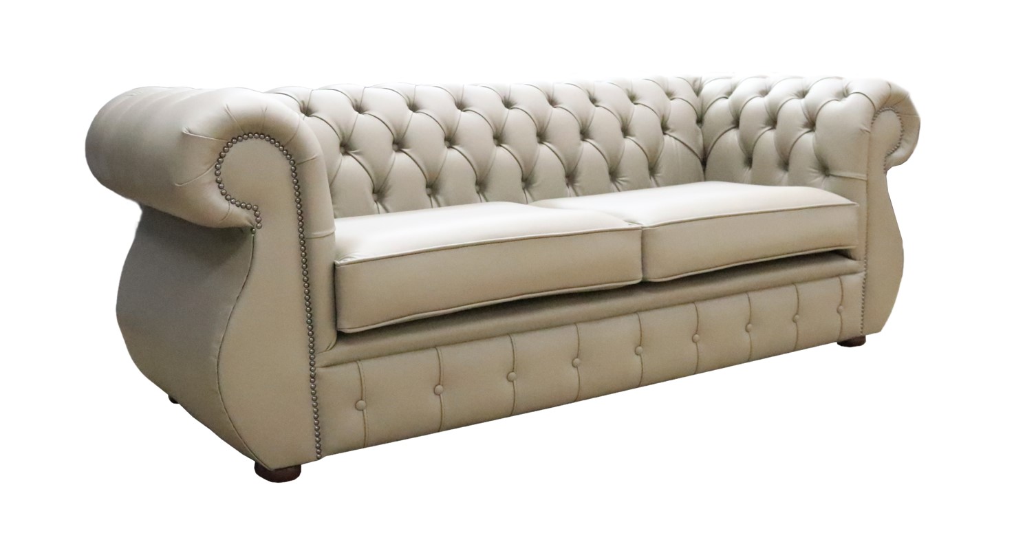 Product photograph of Chesterfield Handmade 3 Seater Sofa Shelly Ash Real Leather In Kimberley Style from Chesterfield Sofas.