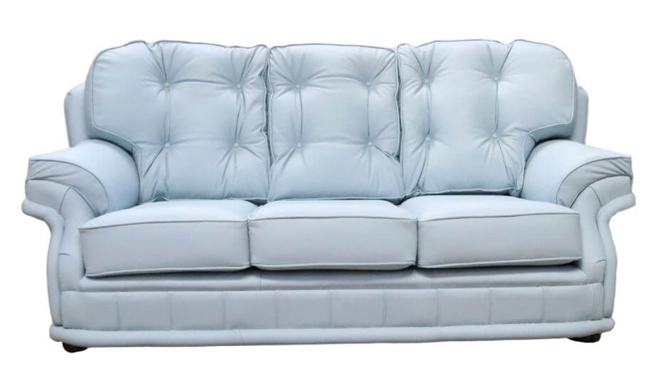 Product photograph of Chesterfield Handmade 3 Seater Sofa Shelly Parlour Blue Leather In Knightsbridge Style from Chesterfield Sofas