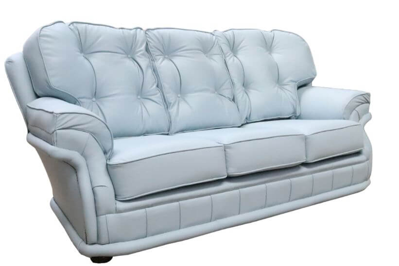 Product photograph of Chesterfield Handmade 3 Seater Sofa Shelly Parlour Blue Leather In Knightsbridge Style from Chesterfield Sofas.
