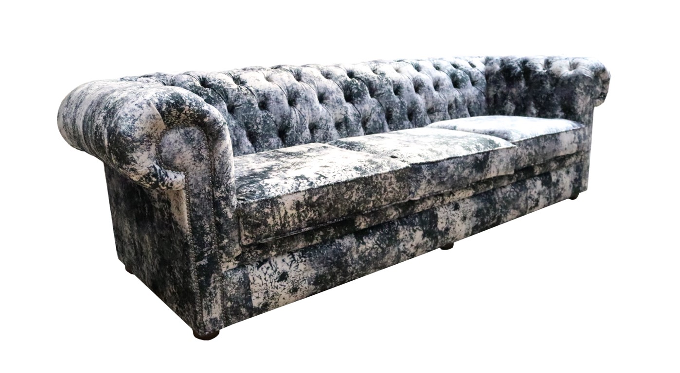 Product photograph of Chesterfield Handmade 4 Seater Sofa Abstract Print Soft Fabric In Classic Style from Chesterfield Sofas.