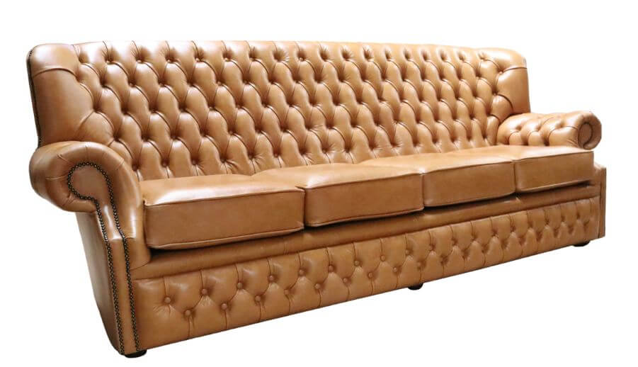 Product photograph of Chesterfield Handmade 4 Seater Sofa Old English Saddle Leather In Monks Style from Chesterfield Sofas.