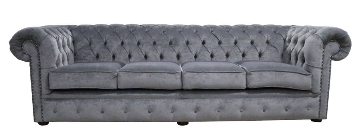 Product photograph of Chesterfield Handmade 4 Seater Sofa Pimlico Carbon Grey Fabric In Classic Style from Chesterfield Sofas