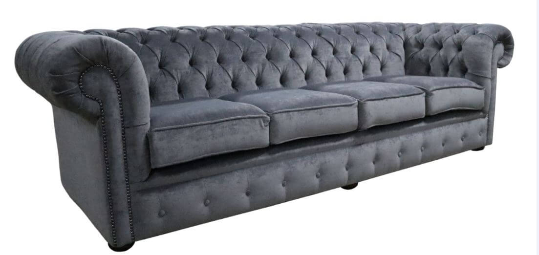 Product photograph of Chesterfield Handmade 4 Seater Sofa Pimlico Carbon Grey Fabric In Classic Style from Chesterfield Sofas.