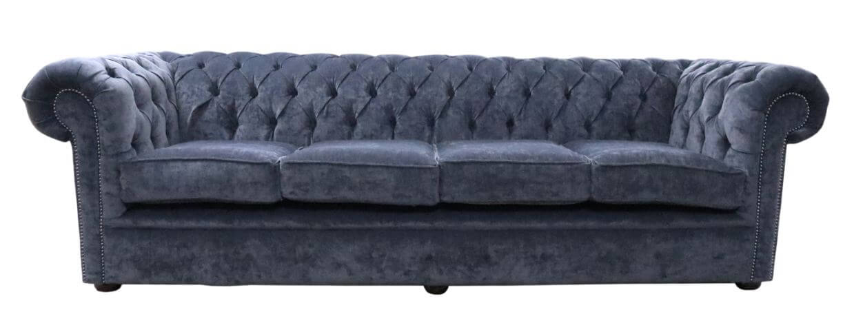 Product photograph of Chesterfield Handmade 4 Seater Sofa Pimlico Charcoal Grey Fabric In Classic Style from Chesterfield Sofas