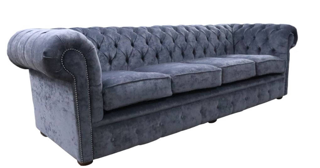 Product photograph of Chesterfield Handmade 4 Seater Sofa Pimlico Charcoal Grey Fabric In Classic Style from Chesterfield Sofas.