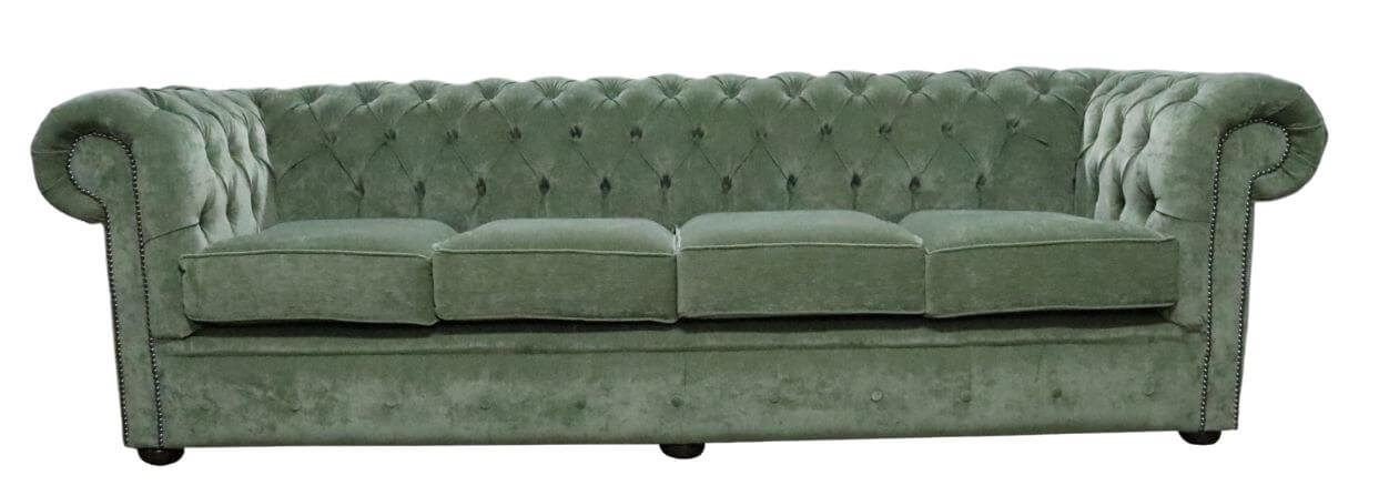 Product photograph of Chesterfield Handmade 4 Seater Sofa Pimlico Moss Green Fabric In Classic Style from Chesterfield Sofas