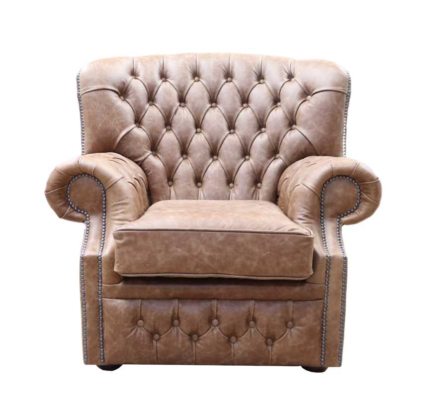 Product photograph of Chesterfield Handmade Armchair Cracked Wax Tan Leather In Monks Style from Chesterfield Sofas