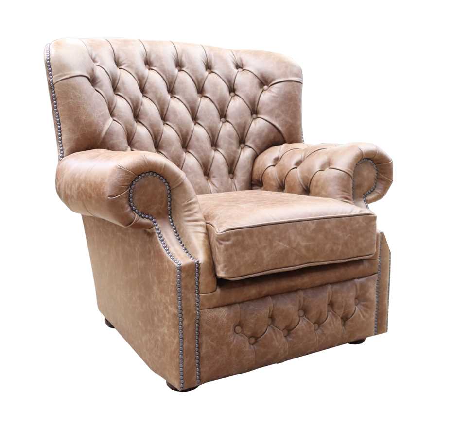 Product photograph of Chesterfield Handmade Armchair Cracked Wax Tan Leather In Monks Style from Chesterfield Sofas.